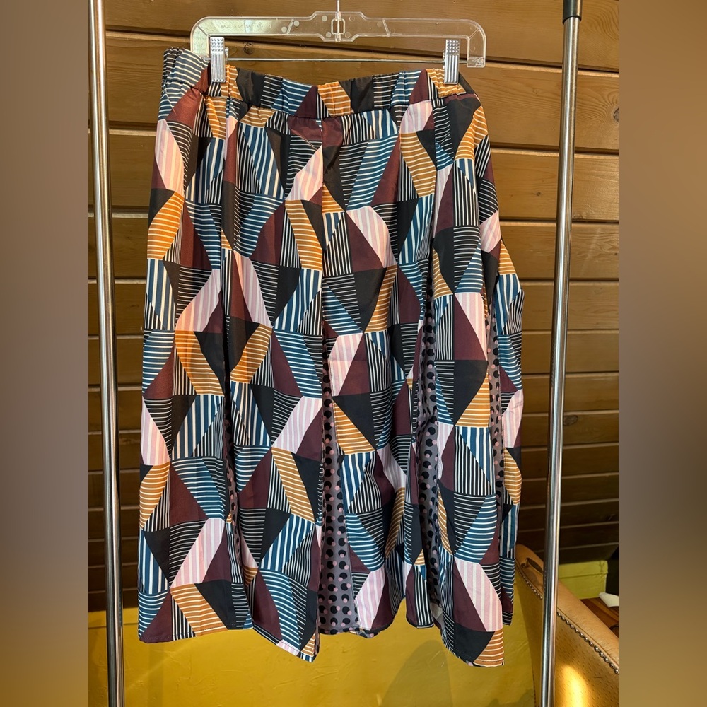 Eloquii Multicolor Geometric A-Line Skirt